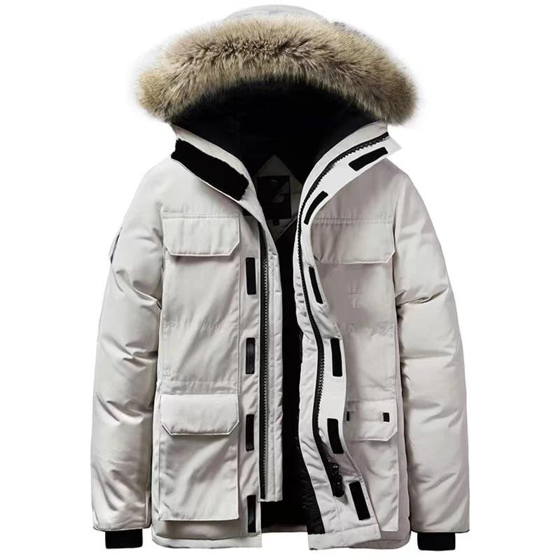남녀공용 다운 재킷, 두꺼운 다운 재킷, 거위 다운, 패셔너블하고 따뜻한 거위 다운 후드 재킷, 2024 겨울 신상